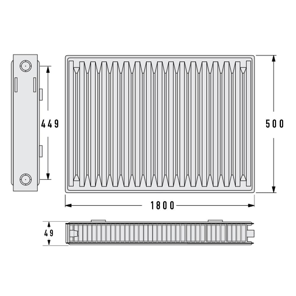 Радіатор сталевий Aquavita 11 500х1800 мм з кріпленням (300924) - фото 2 Радіатор сталевий Aquavita 11 500х1800 мм з кріпленням (300924) - фото 2
