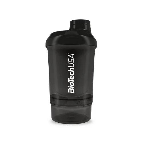 Фляга BioTechUSA Shaker Wave + Nano 300 мл + 150 мл container Black - фото 1