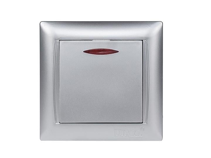 Выключатель одноклавишный Luxel 3505 PRIMERA з/п Серебряный (27551774)