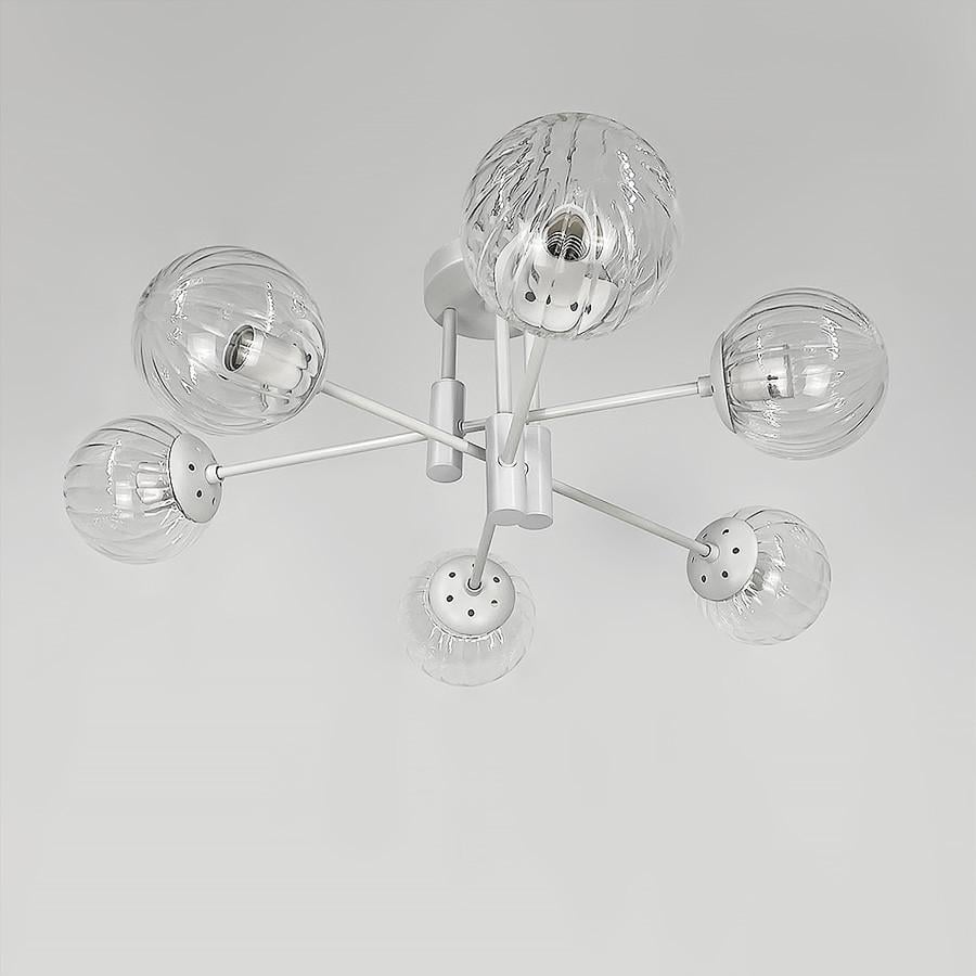 Люстра стельова на 6 прозорих плафонів Білий (51797/6 WT+CL) - фото 5