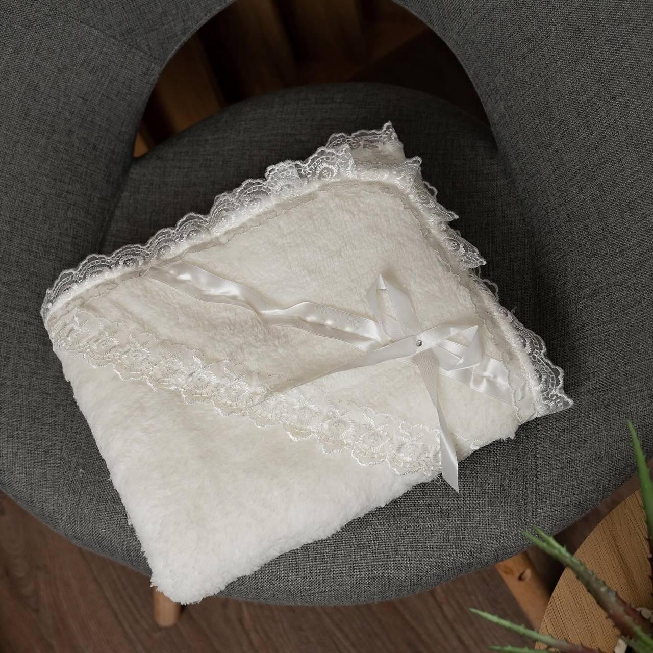 Крыжма крестильная детская с кружевом микрофибра 90x90 см (2340293589)