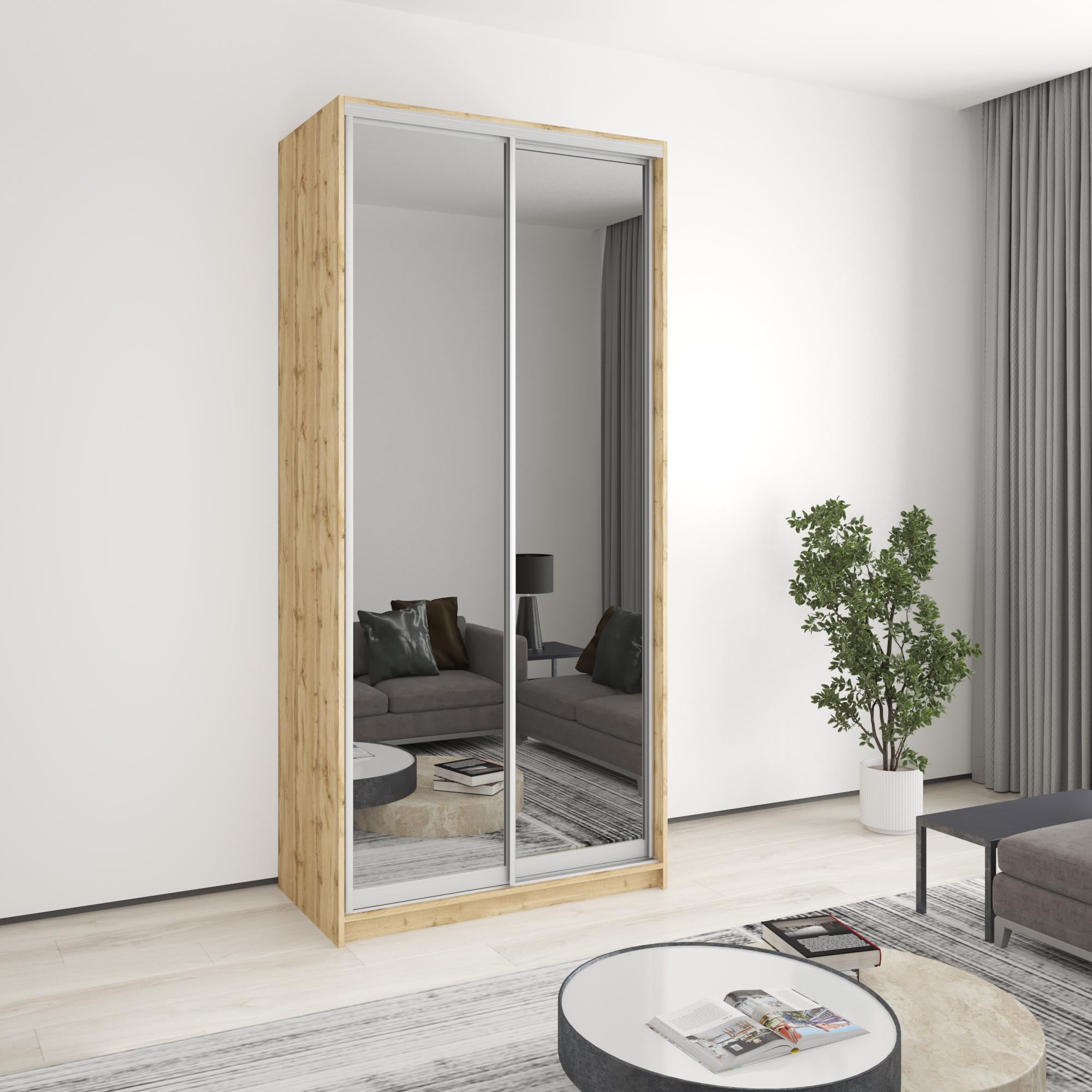 Шкаф-купе двухдверный MebelStar стандарт AL 2 зеркала 110x60x240 см Дуб тахо (MBS-3907) Шкаф-купе двухдверный MebelStar стандарт AL 2 зеркала 110x60x240 см Дуб тахо (MBS-3907)