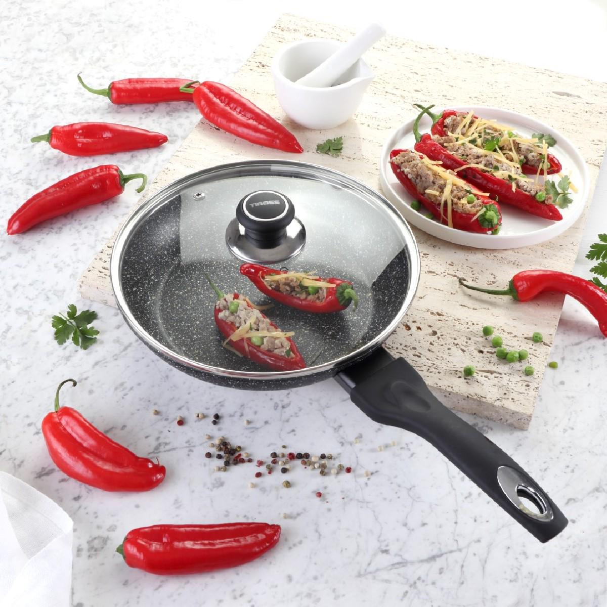 Сковорідка Tiross TS 1254P із кришкою 24 см (id_1726)