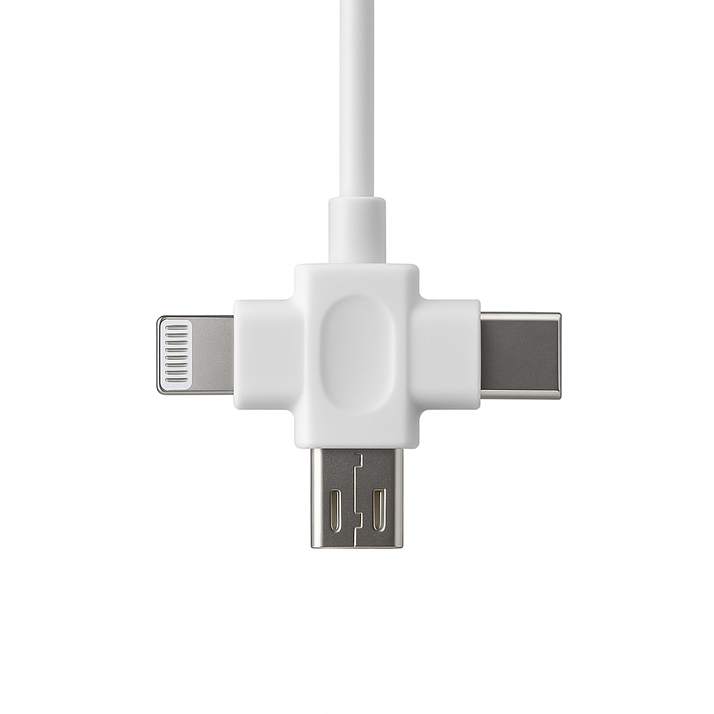 Кабель для зарядки FAST CHARGE 3в1 Type-C × Lightning × microUSB White