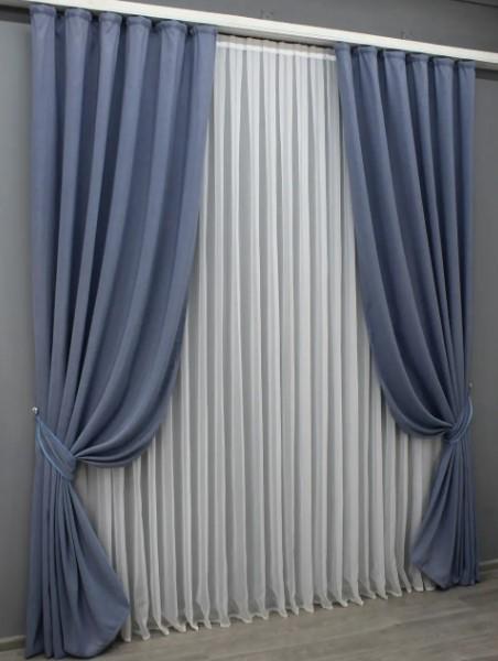 Штори з жаккарда 1,5х2,7 м 2 шт. Блакитний (1434ш) - фото 2
