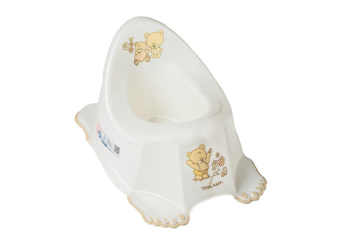 Горшок нескользящий с мелодией Tega Baby Мишки Белый перламутр (PO-046-118)