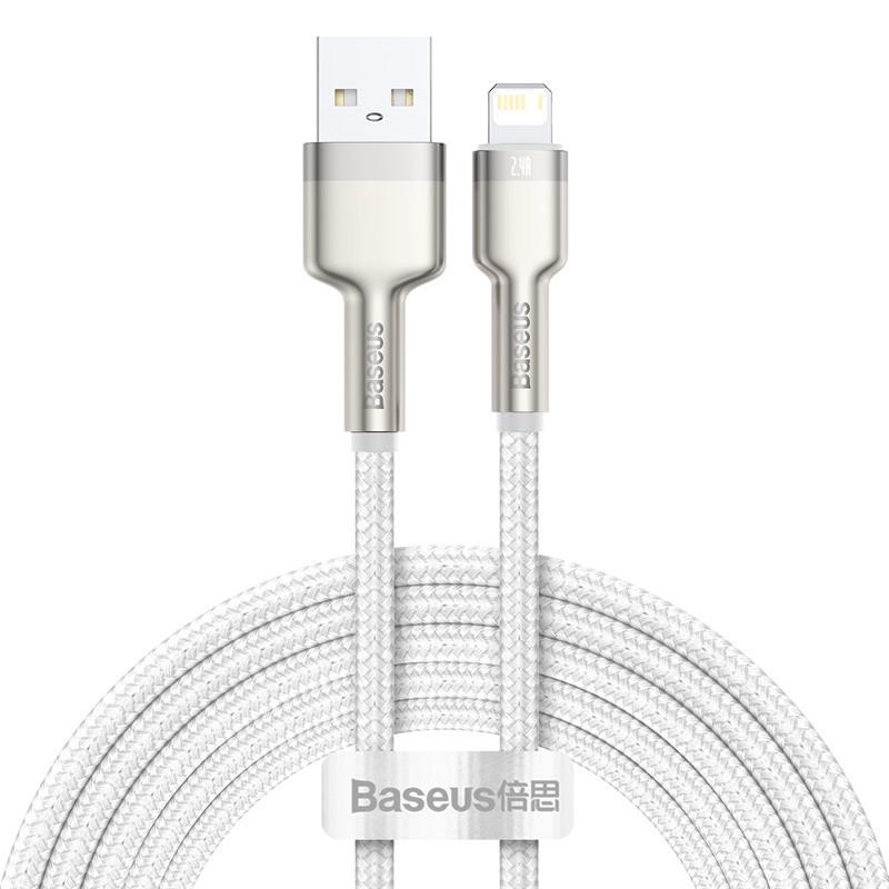 USB кабель BASEUS Lightning Cafule Series Metal Data Cable 2 м 2.4A White - фото 1