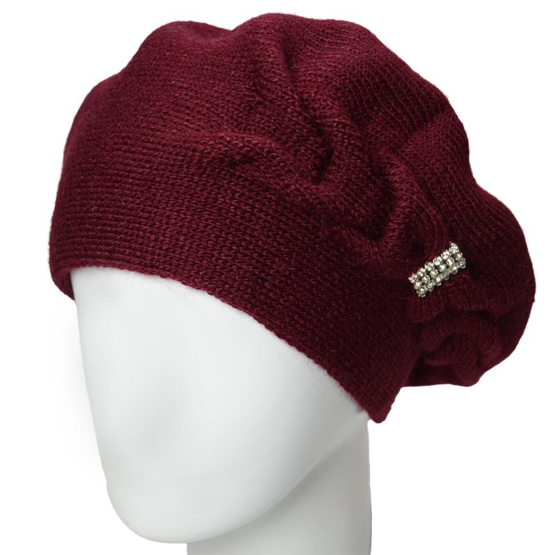 Берет женский Lirus Камея двойной зимний Бордовый (164091)