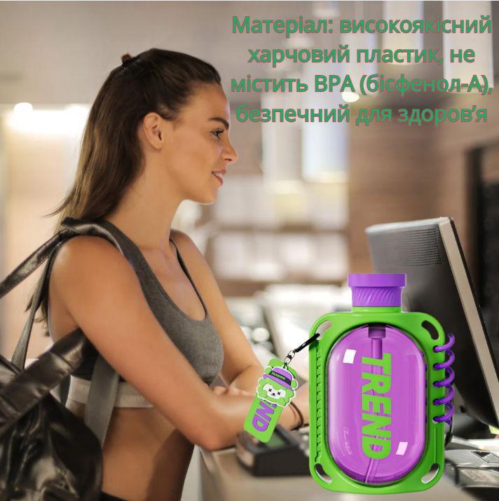 Пляшка для води герметична з антислизьким покриттям та ремінцем 780 мл Зелений (2692638161) - фото 3