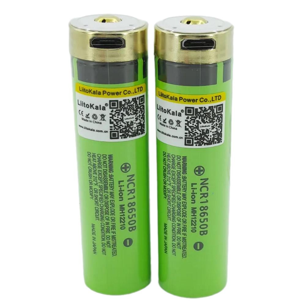 Акумулятори Liitokala 18650 3,7V Li-ion 3400 mAh з захистом та вбудованою зарядкою Type-C (14277937)