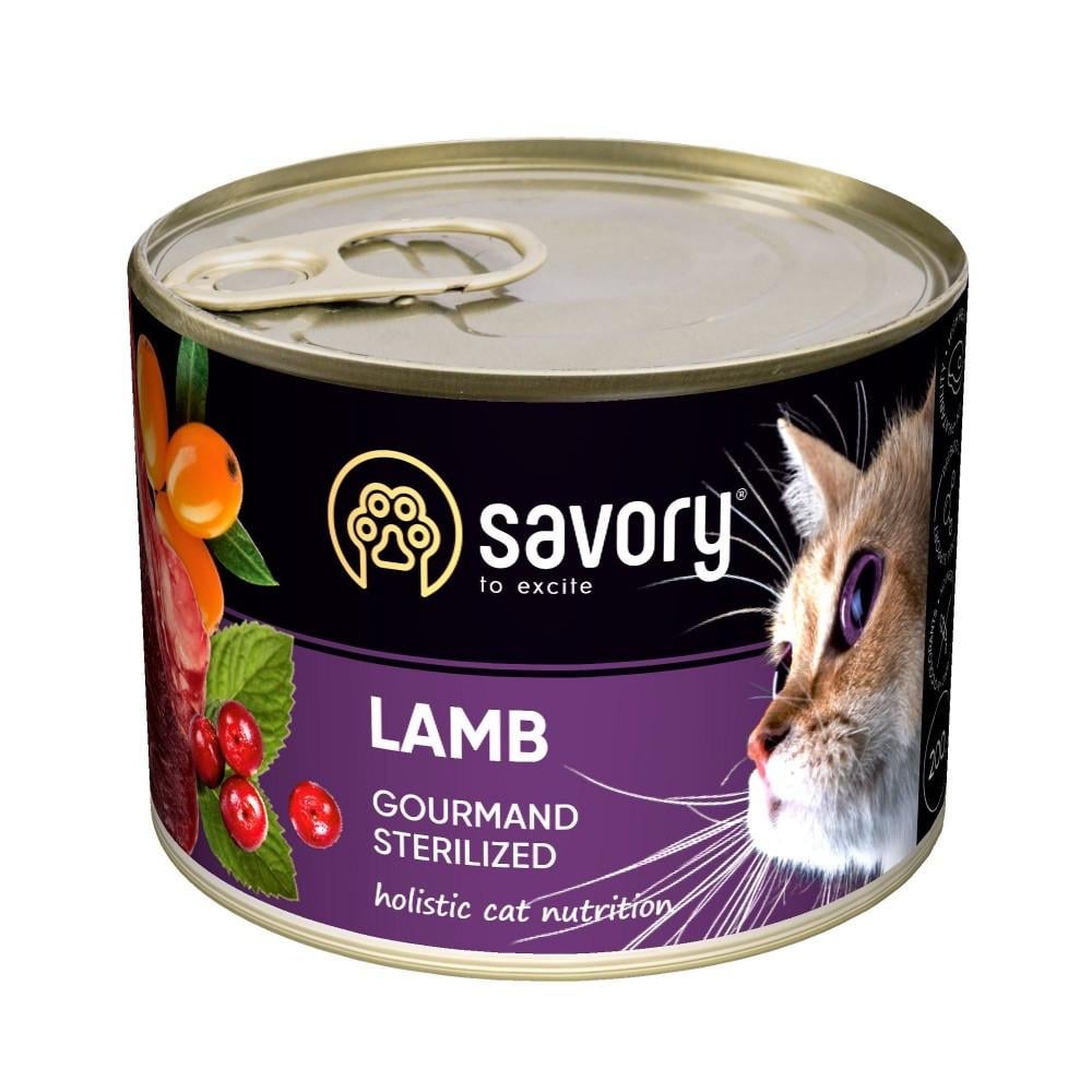 Корм влажный Savory Cat Can Adult Sterilised консервы для стерилизованных кошек с ягненком 200 г (34806831)