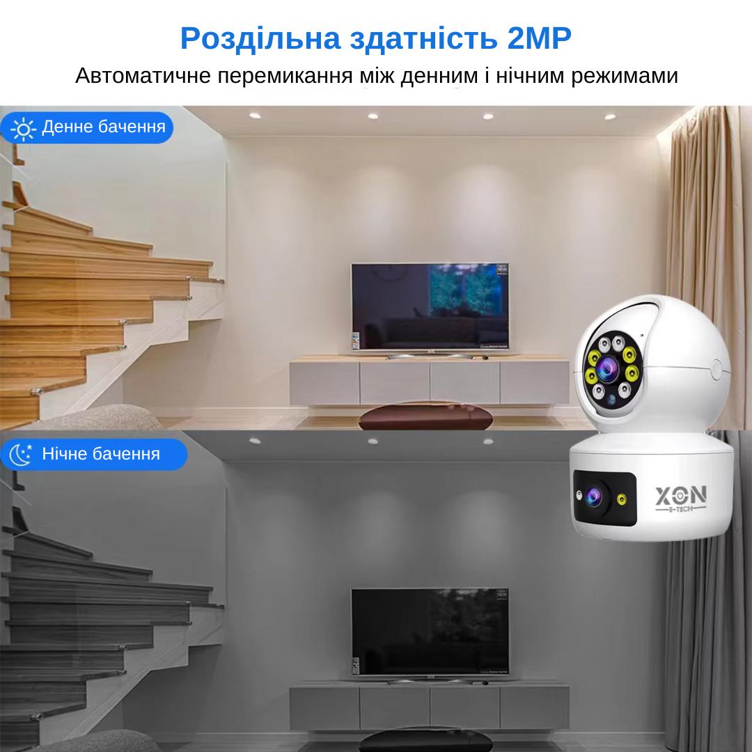 Камера відеоспостереження поворотна XON SmartCam Wi-Fi 1080P з подвійним об'єктивом Білий (UTWEW22VW 7393) - фото 8