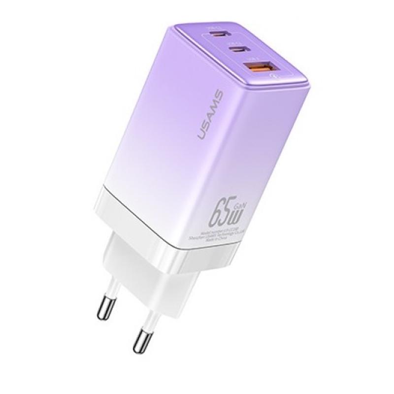 Зарядное устройство сетевое Usams US-CC180 65W ACC 3 Ports GaN Sandru series Gradient Purple (00000070763_4)
