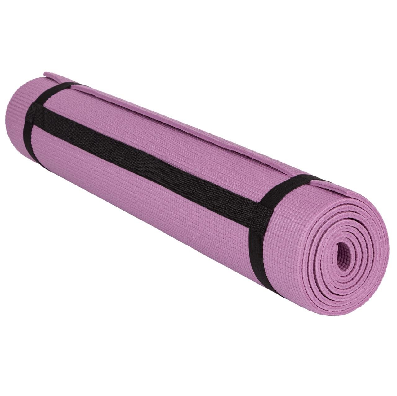 Килимок для йоги та фітнесу PowerPlay 4010 PVC Yoga Mat 173x61x0,6 см Рожевий - фото 5