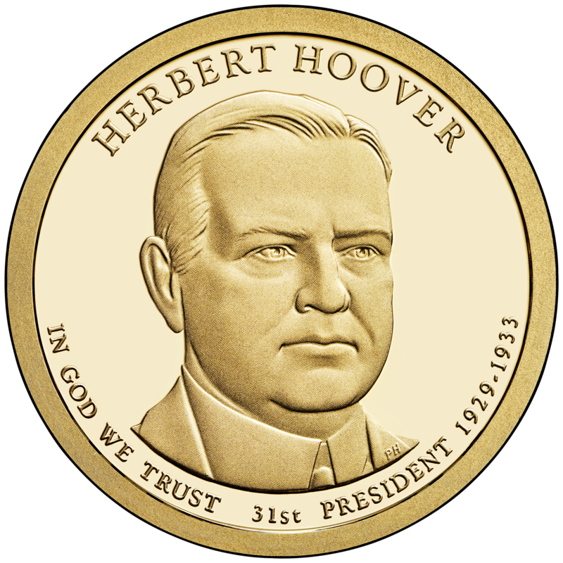 Коллекционная монета США 1 доллар 2014 P 31-й Президент Герберт Гувер UNC (KM#573)