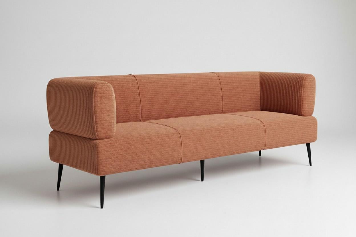 Диван офисный Tobi Sho Бенно-1 с подлокотниками велюр вельвет 1800х720х750 мм Lotus 54/Brick