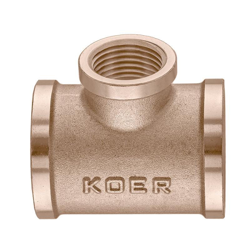 Тройник редукционный KOER KF.T100610F.WN 1х1/2x1" FFF резьбовой из латуни (OL-MX1530) - фото 2 Тройник редукционный KOER KF.T100610F.WN 1х1/2x1" FFF резьбовой из латуни (OL-MX1530) - фото 2