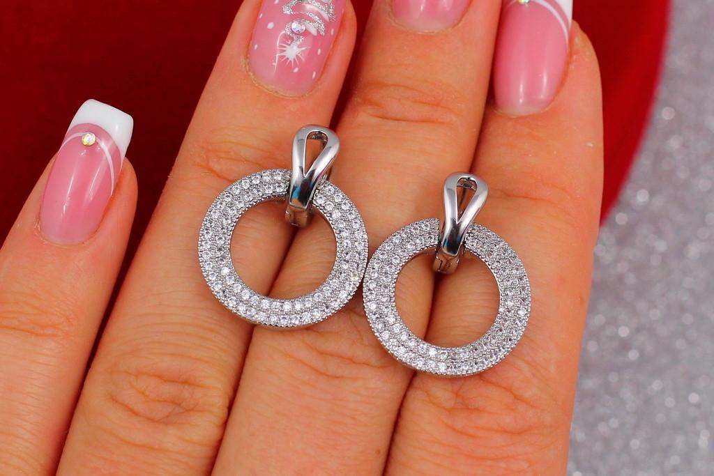 Серьги Xuping Jewelry кольцо в кольце 2,5 см Серебристый