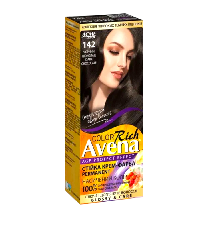 Стойкая крем-краска для волос Acme Color AVENA 142 Черный шоколад