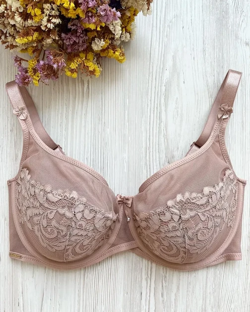 Бюстгальтер Lanny mode 11453k форменная тонкая кружевная чашка на косточке 85D Кофейный (11453)