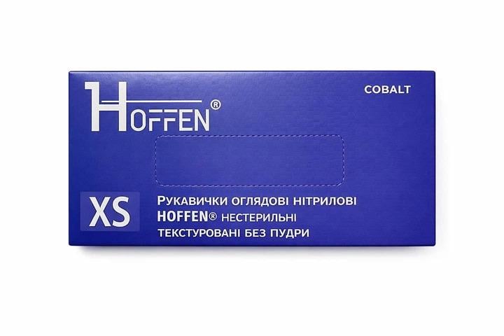 Рукавички нітрилові HOFFEN без пудри кобальт XS 100 шт.