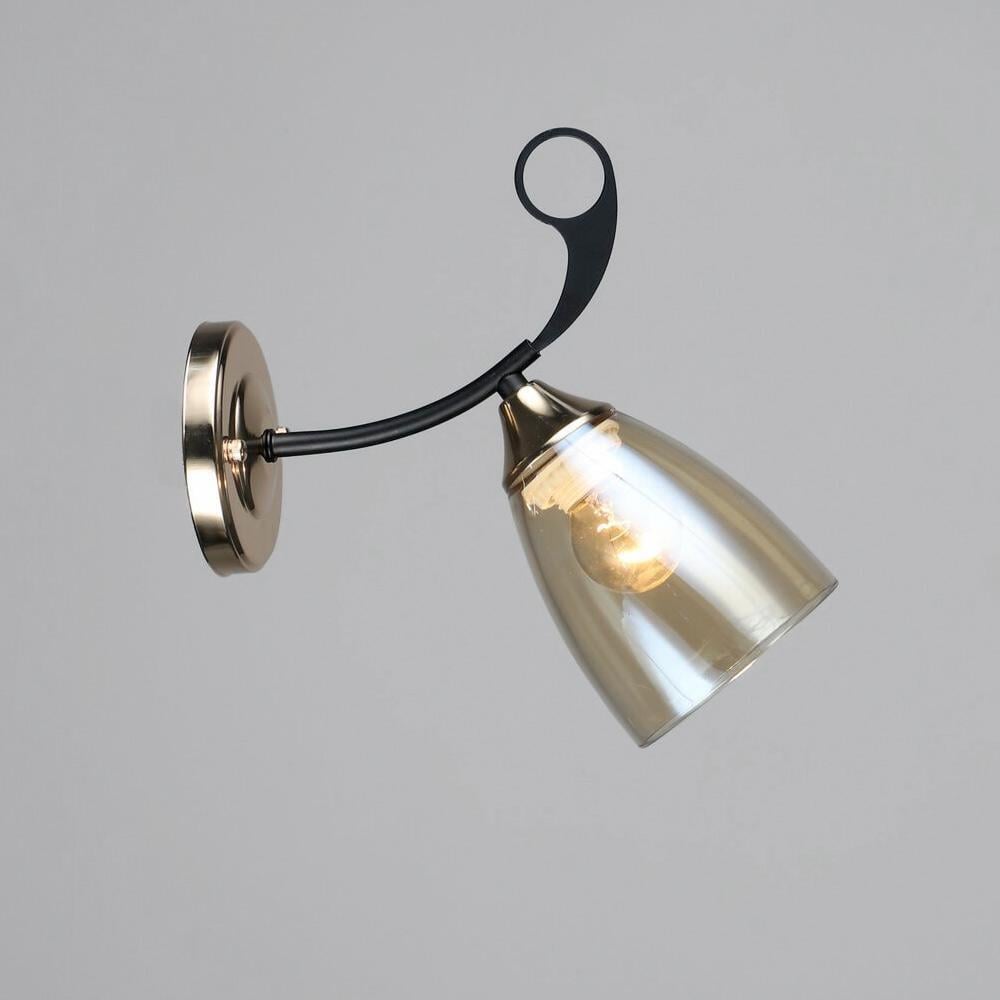 Светильник настенный Lighthouse SRS-19484/1W BK+FGD Черный/Золотой/Янтарный
