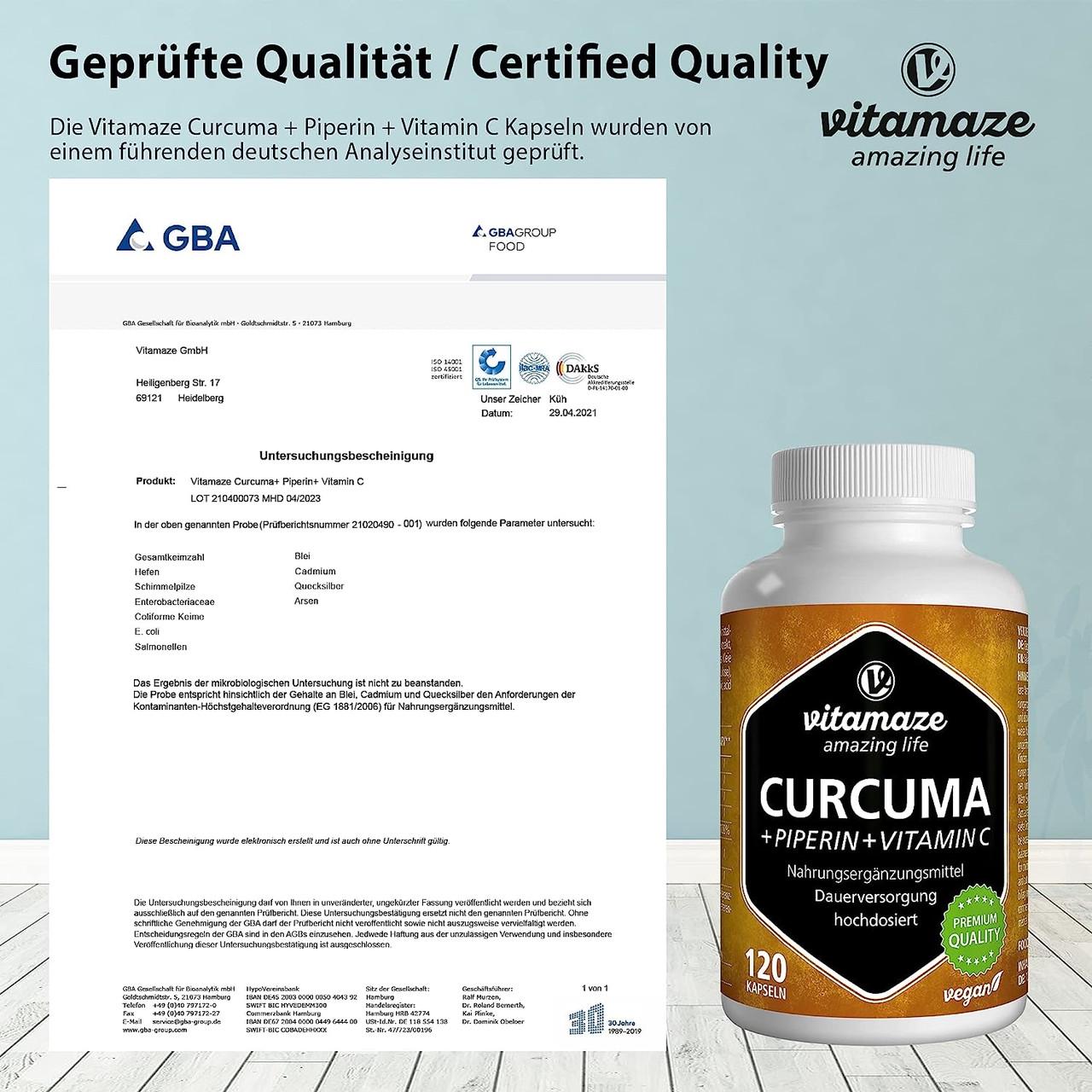 Витамины для иммунитета Vitamaze Куркума/пиперина куркумина/витамина С 120 капс. (50090567) - фото 5 Витамины для иммунитета Vitamaze Куркума/пиперина куркумина/витамина С 120 капс. (50090567) - фото 5