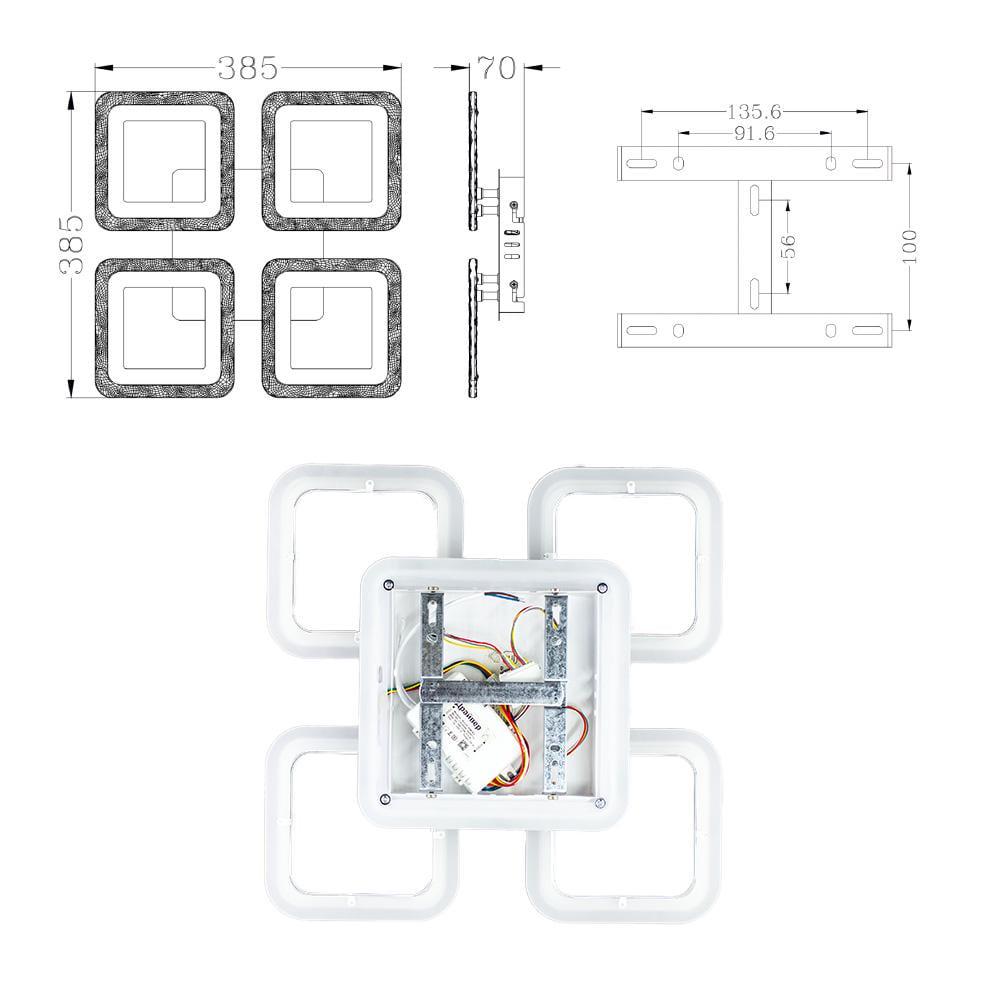 Люстра-смарт світлодіодна ESLLSE ROOM ICE 70W 4S з підсвічуванням RGB 385×385×75 мм Білий - фото 5 Люстра-смарт світлодіодна ESLLSE ROOM ICE 70W 4S з підсвічуванням RGB 385×385×75 мм Білий - фото 5