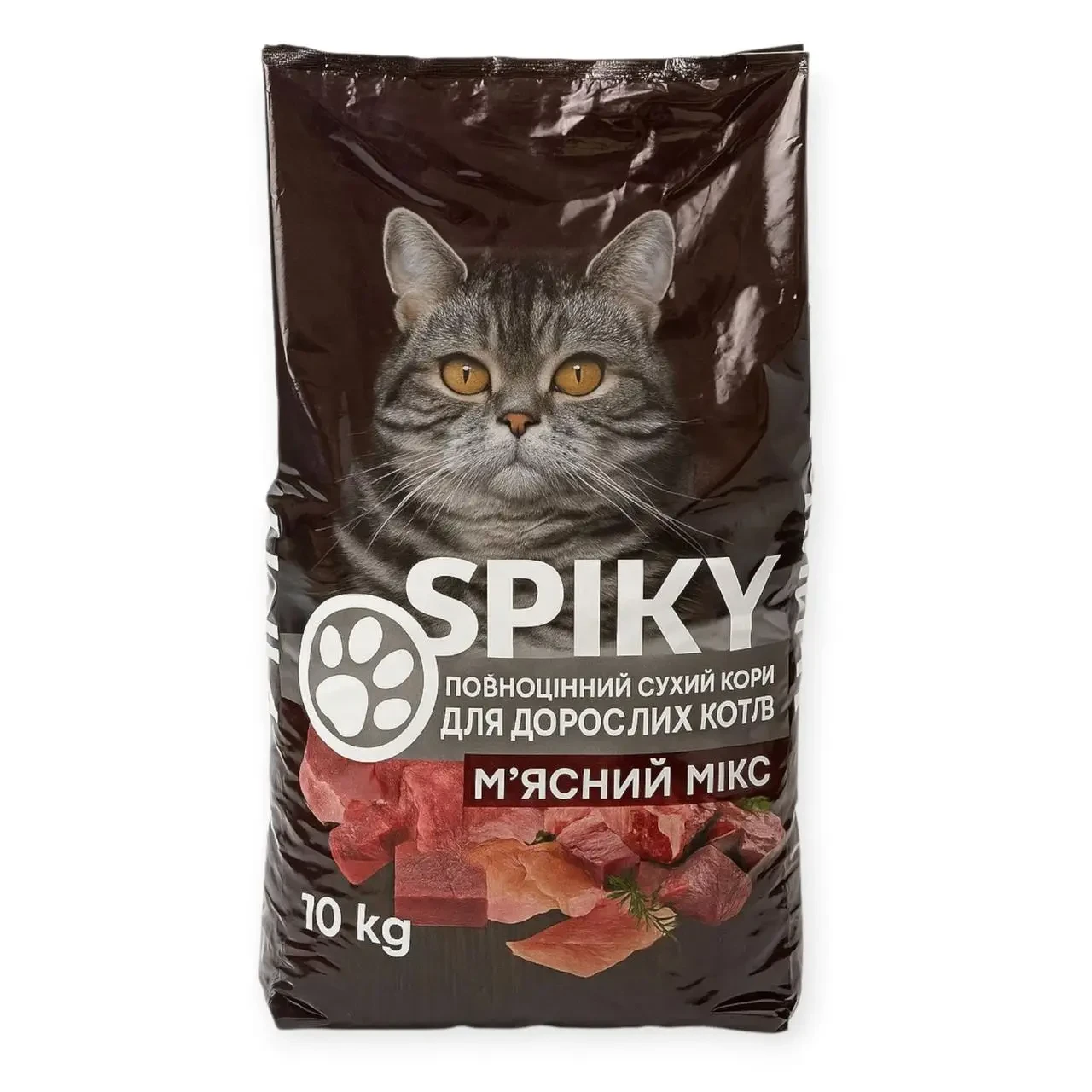 Сухой корм для взрослых кошек Spiky с говядиной 10 кг