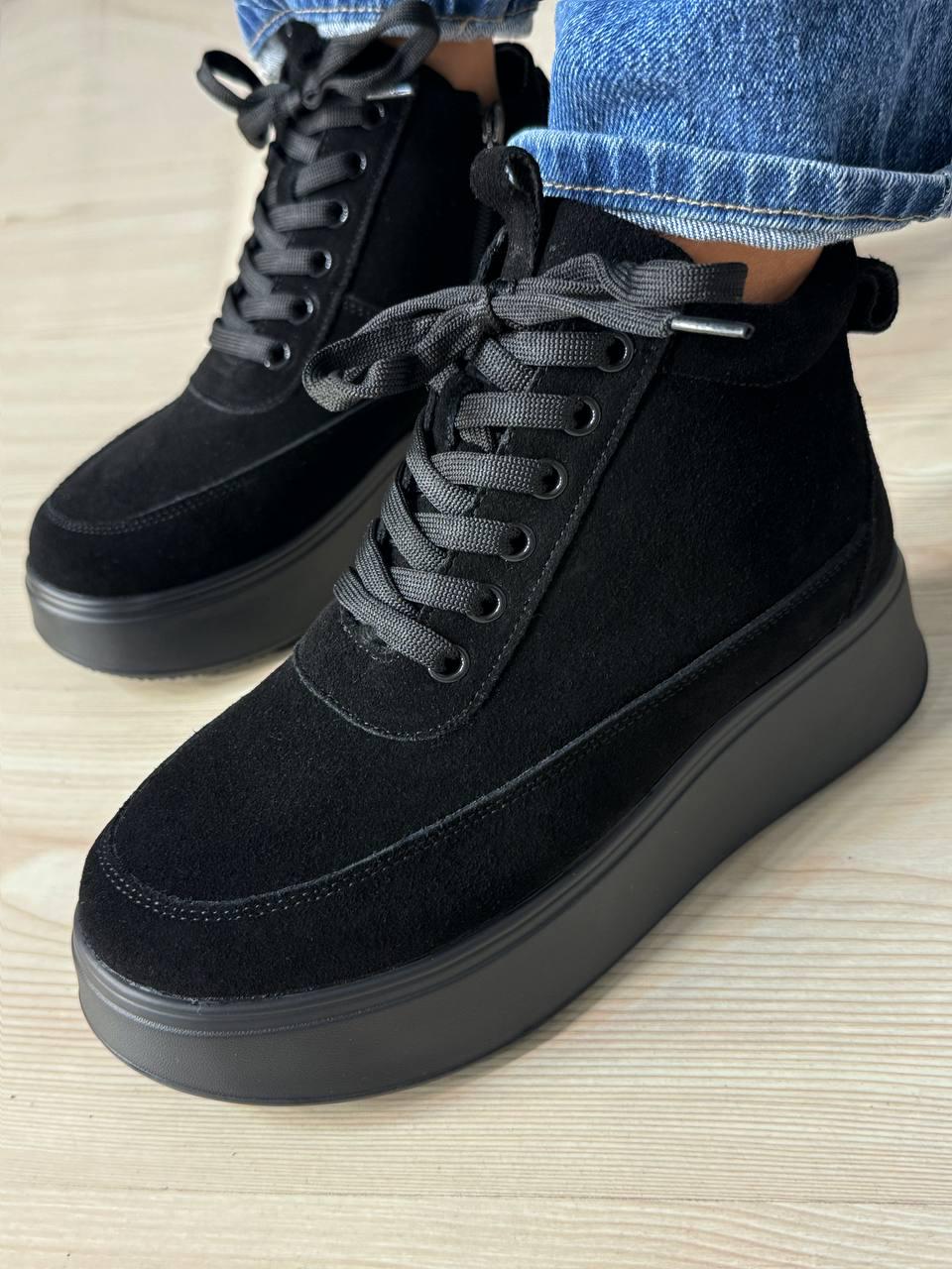 Ботинки женские Hengji 280-6 зимние на меху замшевые р. 41 Черный (5243) - фото 4