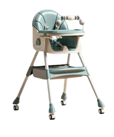 Стільчик-шезлонг для годування 2в1 з регульованою спинкою та столиком Блакитний (5094627)