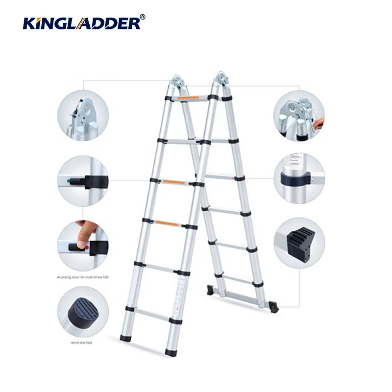 Драбина телескопічна подвійна 6 сходинок 1,9 +1,9 м - фото 4 Драбина телескопічна подвійна 6 сходинок 1,9 +1,9 м - фото 4