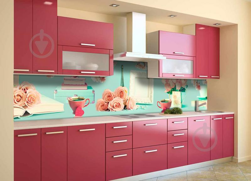 Скинали на кухню Zatarga «Нежные Розы» 600х2500 мм виниловая 3Д наклейка кухонный фартук самоклеящаяся Z180425