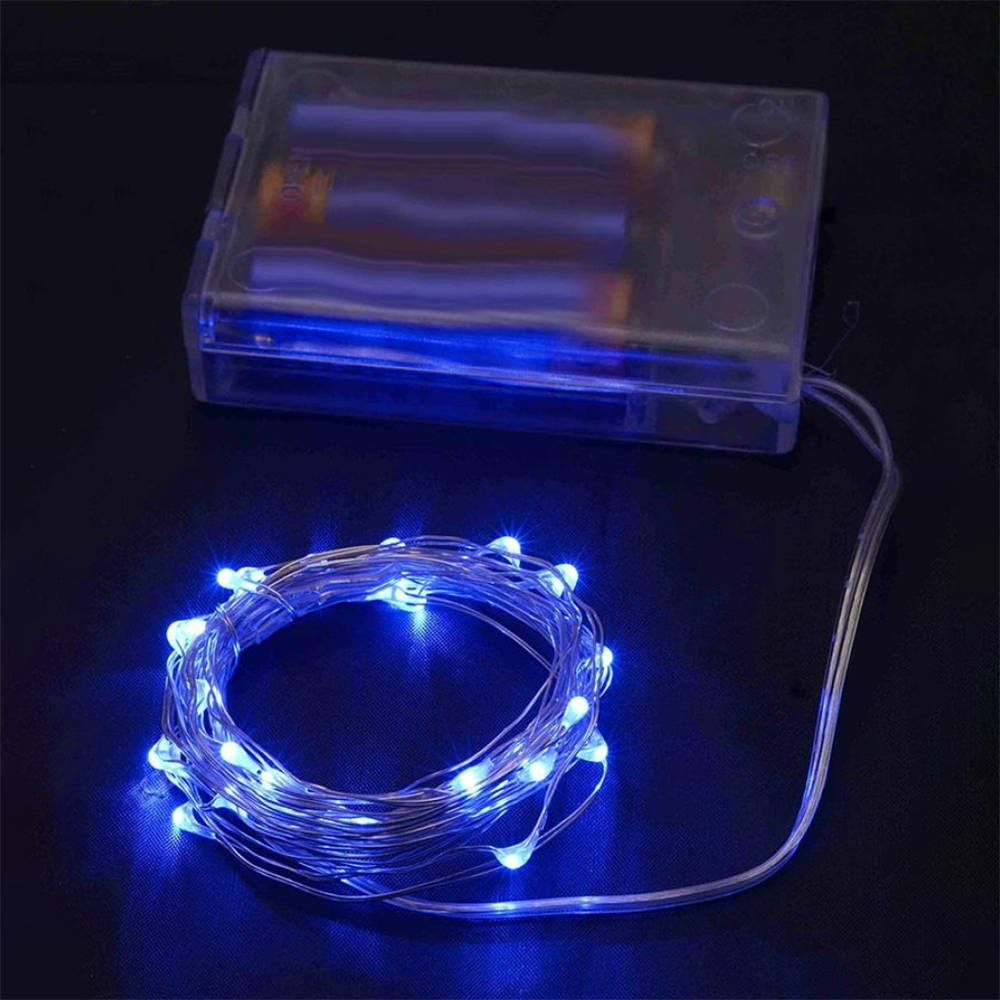 Гірлянда світлодіодна роса на батарейках статичний режим 20 LED IP44 2 м Синій - фото 1