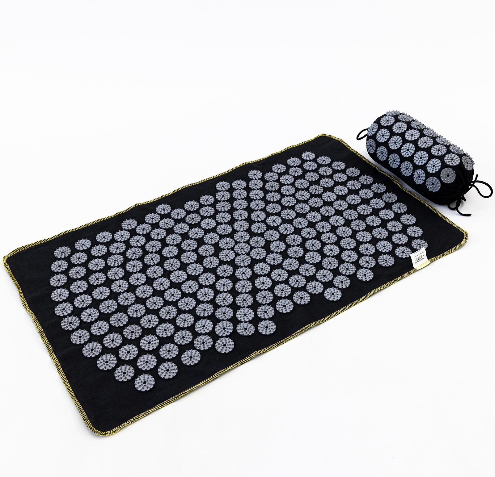 Масажний килимок з валиком OSPORT Yoga Relax apl-012 Чорно-сірий