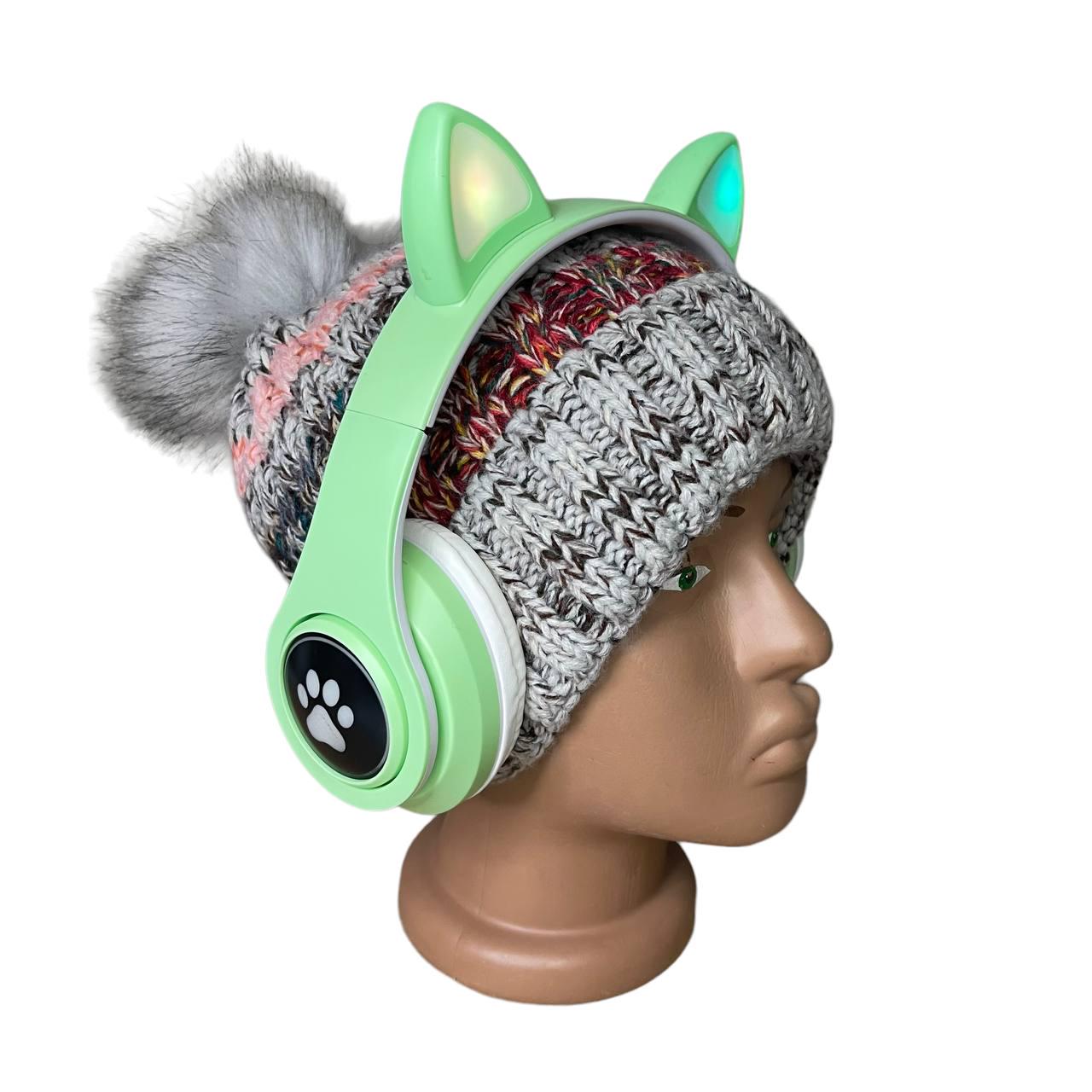 Наушники с ушками Cat Ear В39М беспроводные с подсветкой/FM-радио/MicroSD/Bluetooth Мятный (262363253) - фото 12