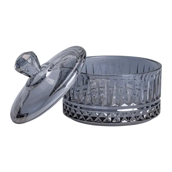 Цукерниця з кришкою скляна ребриста Сірий (HP-YH-78) - фото 3 Цукерниця з кришкою скляна ребриста Сірий (HP-YH-78) - фото 3