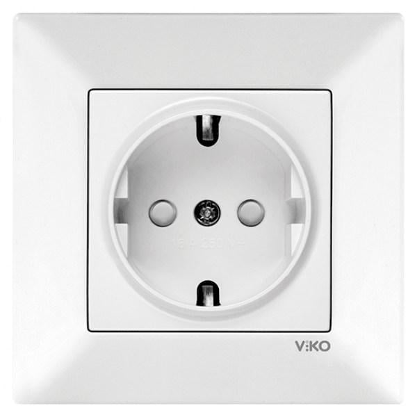 Розетка одинарная с заземлением Viko Meridian со шторками Белый (00000012463)