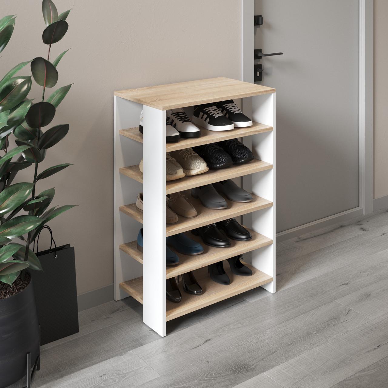 Тумба для обуви Вайс M-36 600х344х900 мм Дуб Сонома/Белый (30706980) - фото 1 Тумба для обуви Вайс M-36 600х344х900 мм Дуб Сонома/Белый (30706980) - фото 1