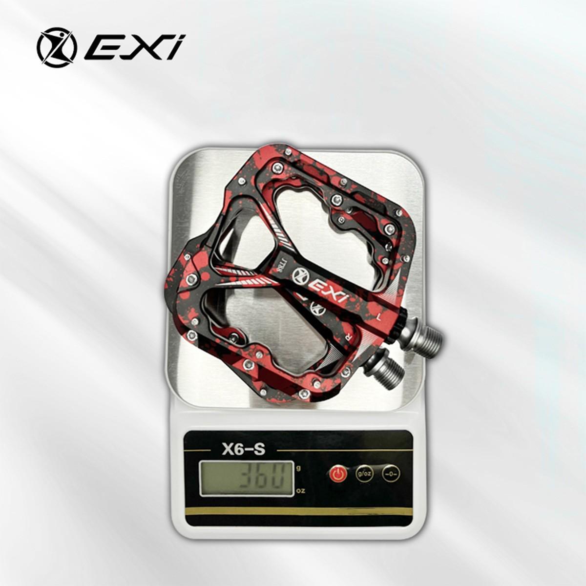 Педали велосипедные Exi JT88 алюминиевые на промышленных подшипниках Черный/Красный (EXI-JT88-4187) - фото 3