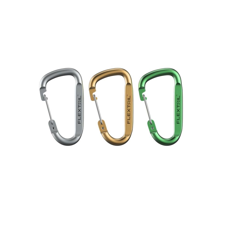 Набір карабінів алюмінієвих Flextail 3 шт. Сірий/Помаранчевий/Зелений Набір карабінів алюмінієвих Flextail 3 шт. Сірий/Помаранчевий/Зелений