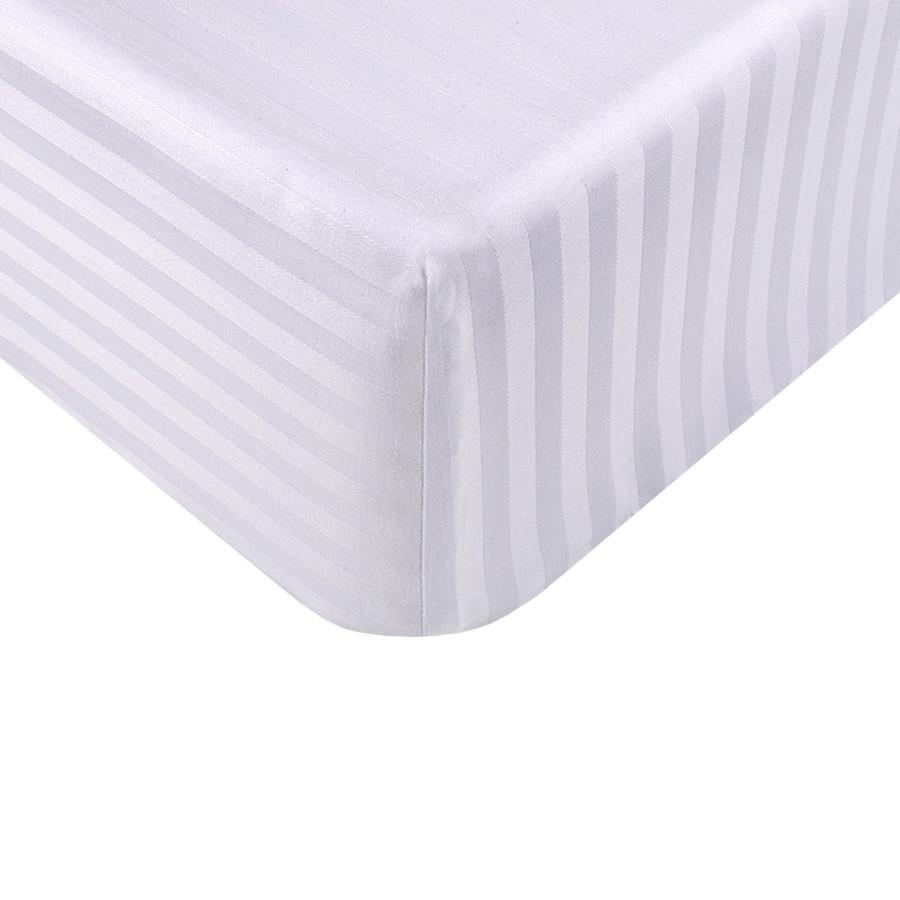 Простыня Iris Home Отель Сатин Страйп на резинке 1х1 180х200х25 см Белый (svt-2000022329217)