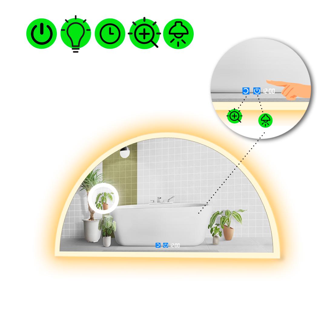 Зеркало с LED подсветкой Cerhio 3 с двумя сенсорами 90x45 см (8736846)