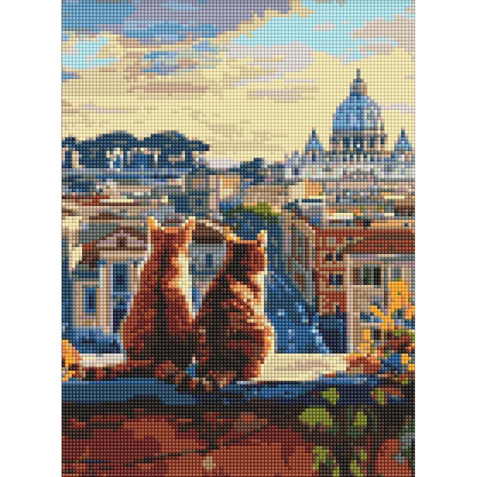 Алмазная мозаика Ideyka Котики в Риме 30x40 см (AMO8146)