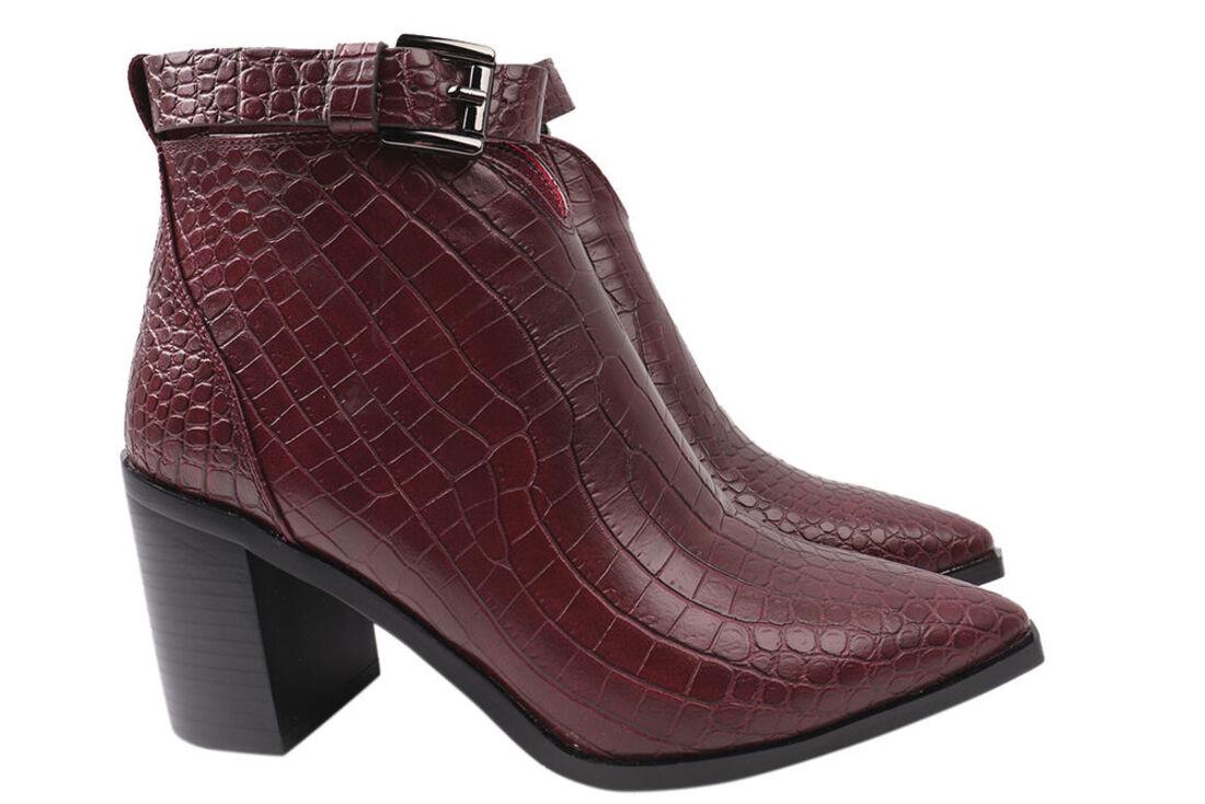 Ботильйони жіночі Liici з еко шкіри на великому підборі р. 37 Бордовий (184-21DH)