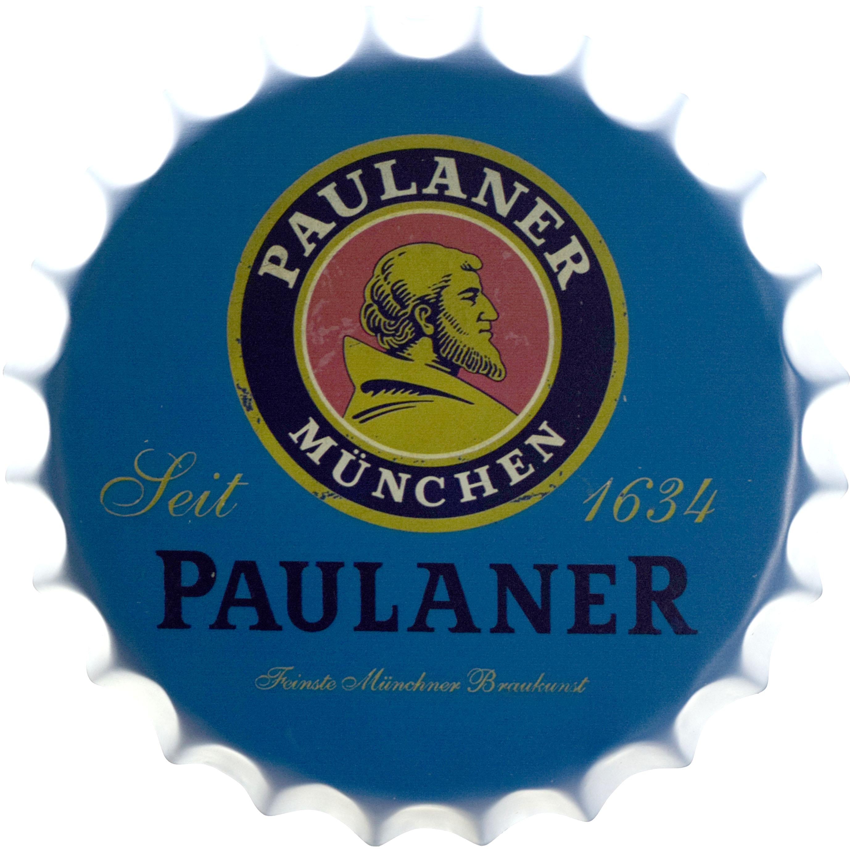 Табличка металева Пиво Paulaner кришка 35 см