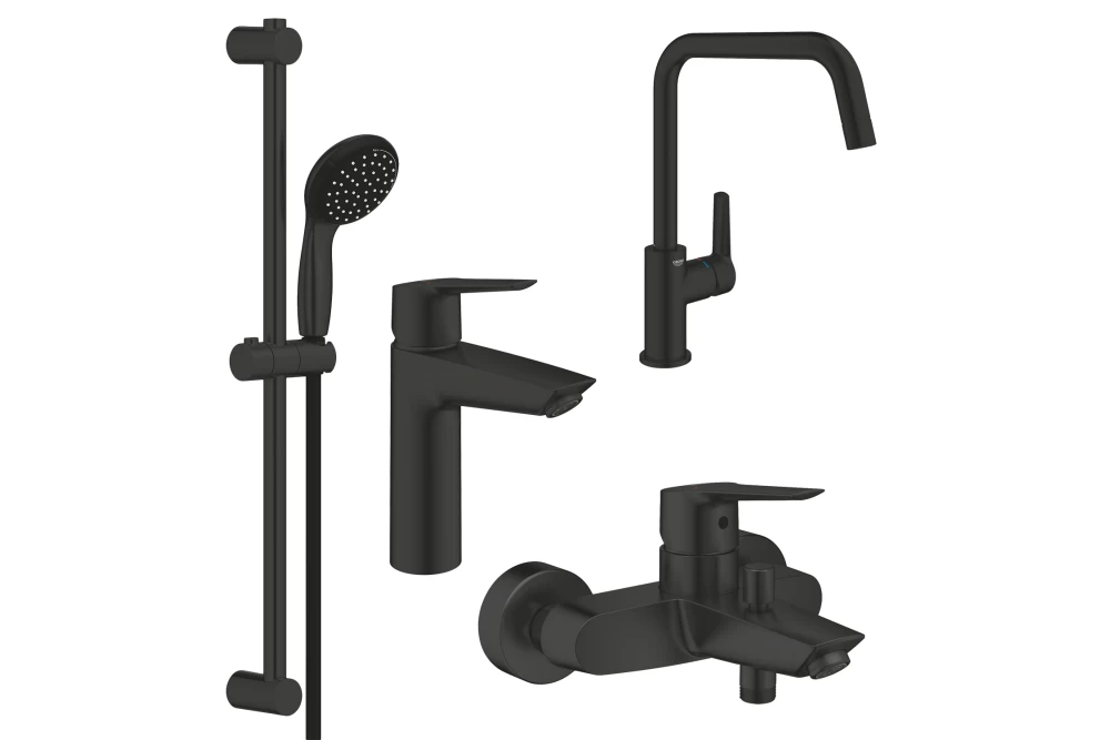 Набор смесителей для ванной комнаты и кухни Grohe QuickFix Start M-Size UA303301MK 4в1 Black (23290038)