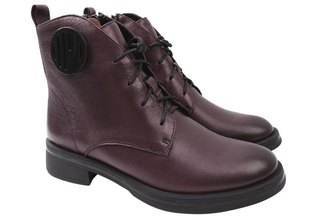 Ботинки женские Molka на низком каблуке из кожи р. 39 Фиолетовый (124-20DHC)