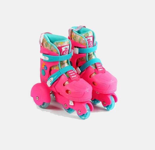 Коньки роликовые с защитой Best Roller PU колеса со светом р. 30-33 Pink (141114)
