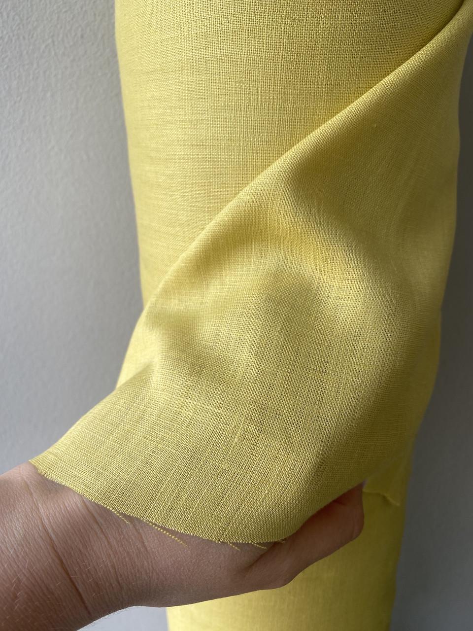 Тканина сорочково-платтєва LINEN PLUS 100% льон 143 см 127/284 Салатовий з жовтим відтінком - фото 3 Тканина сорочково-платтєва LINEN PLUS 100% льон 143 см 127/284 Салатовий з жовтим відтінком - фото 3